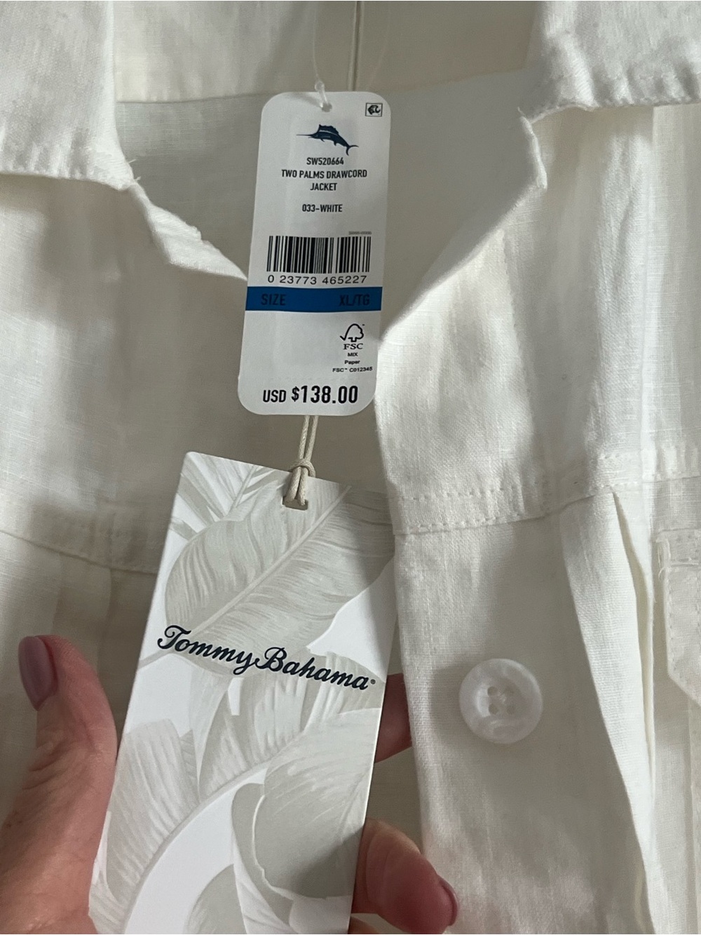 Tommy Bahama White Drawstring Hem Button-Up Jacket - Picture 2 of 8